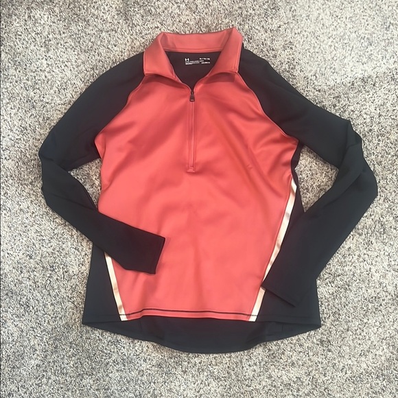 Under Armour Red and Black Quarter-Zip Sweatshirt - Picture 1 of 3